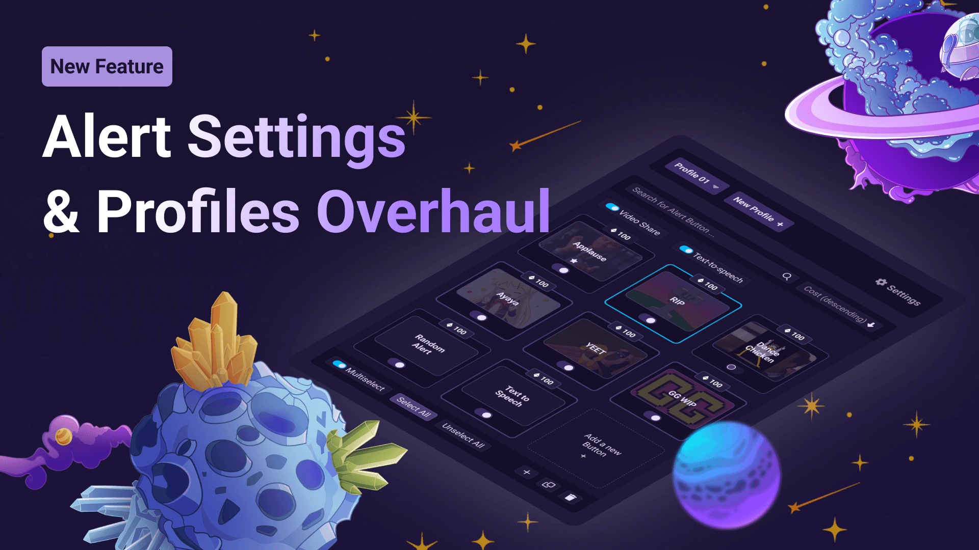 This image shows the new Sound Alerts user interface for the My Alerts section.