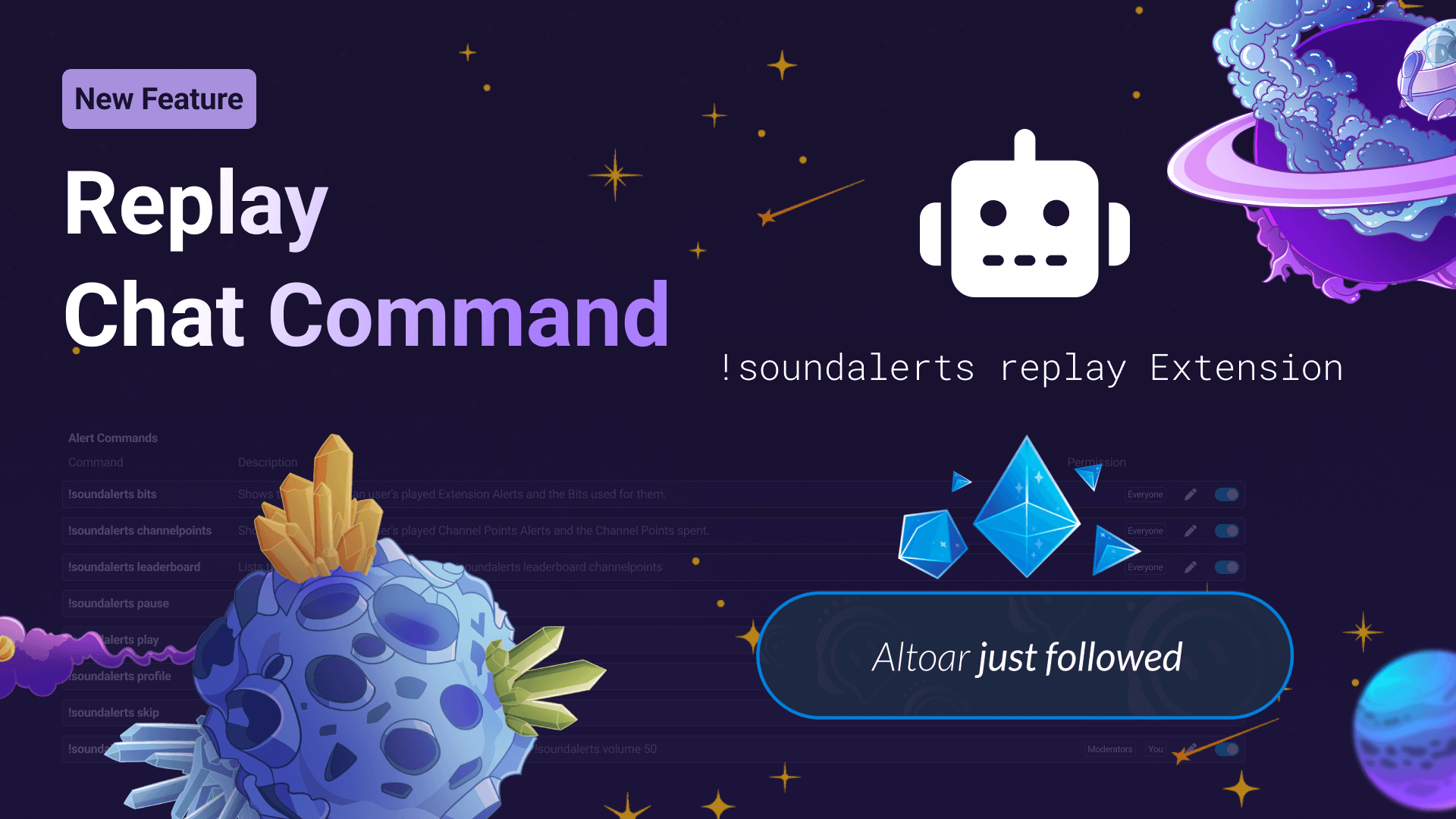This image shows the new !replay chat command for the Sound Alerts Chatbot.