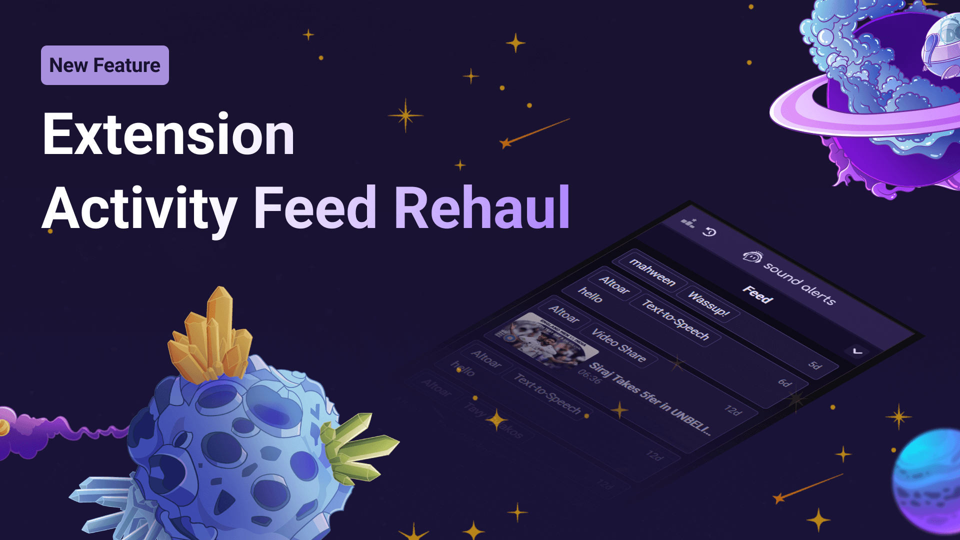 This image shows the new Sound Alerts Extension Activity Feed.